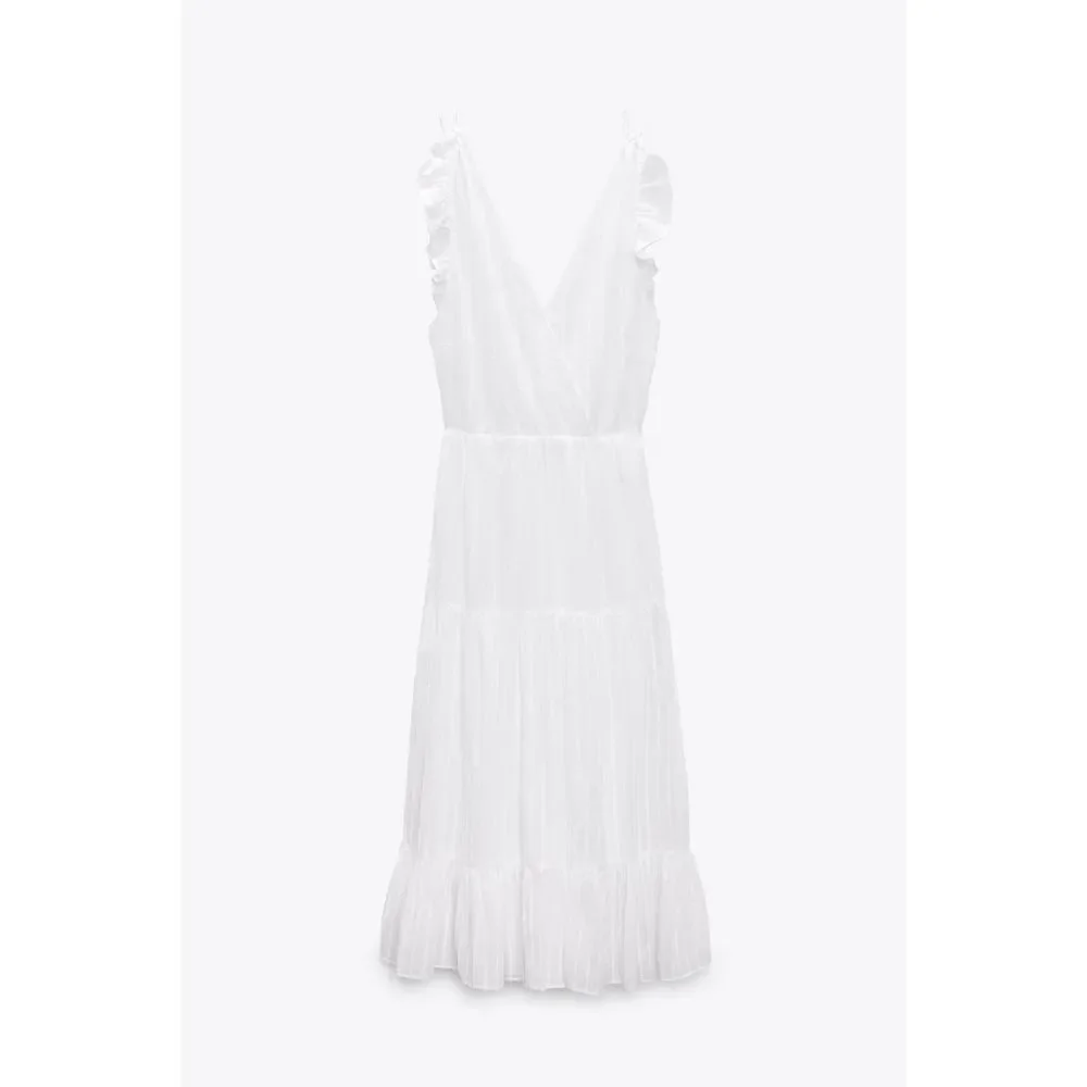 Zara Dress White Pleated Open Back New - Picture 7 of 10